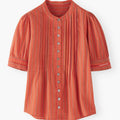 Loose fit casual shirt with a round neck in red